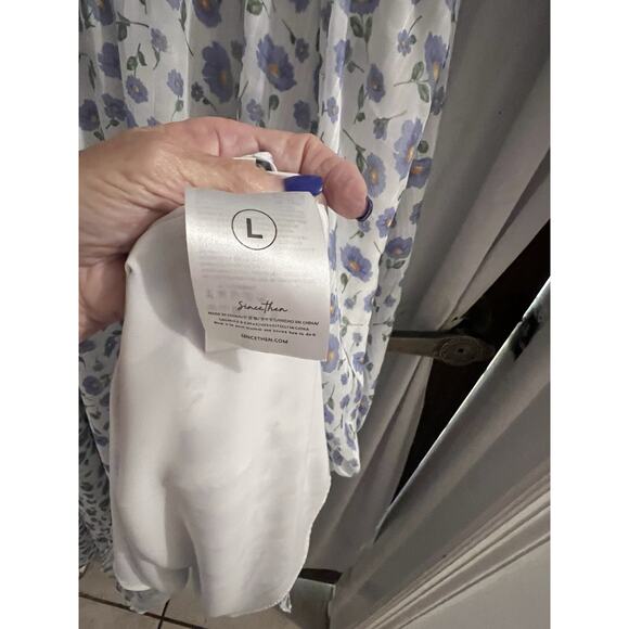 Since Then Purple White Floral Midi Dress Sz L - Picture 6 of 8